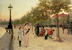 Wandeling langs de Embankment in Chelsea door Frederick Brown